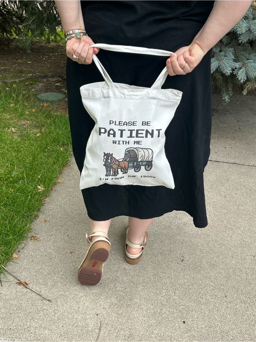 Please Be Patient w/Me, I’m From the 1900s Canvas Tote Bag - Cream NWOT.